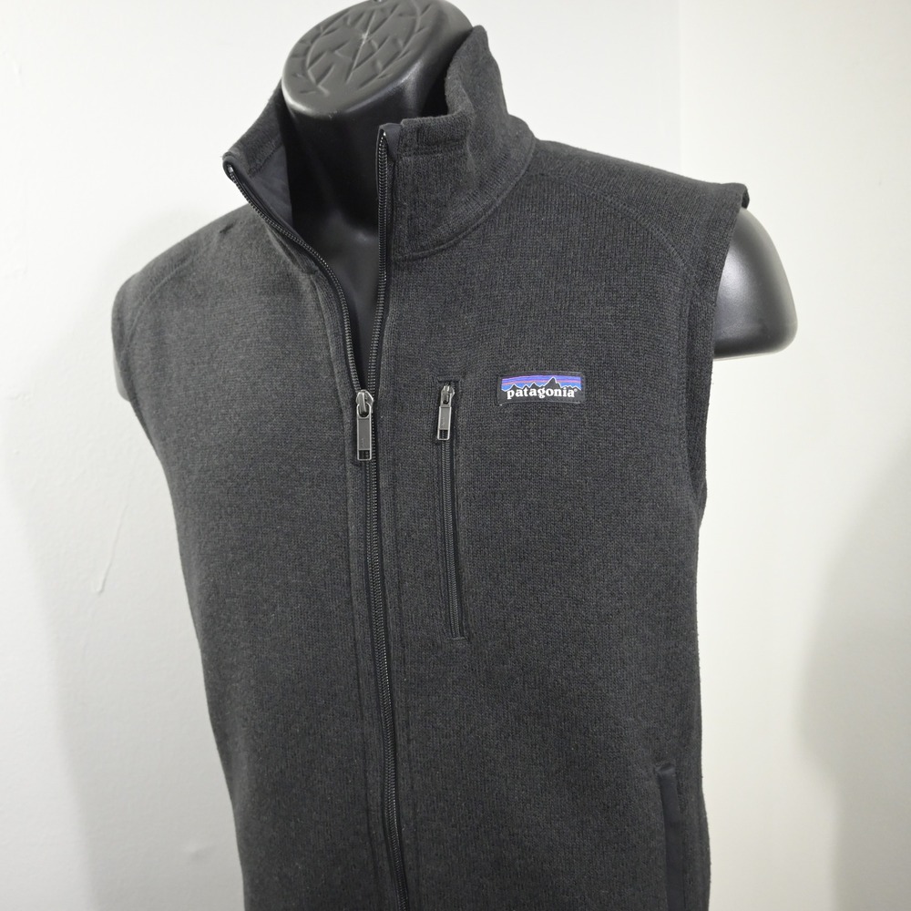 Patagonia Better Sweater Vest Mens M Black Full Zip Fleece Knit Pockets Outdoor